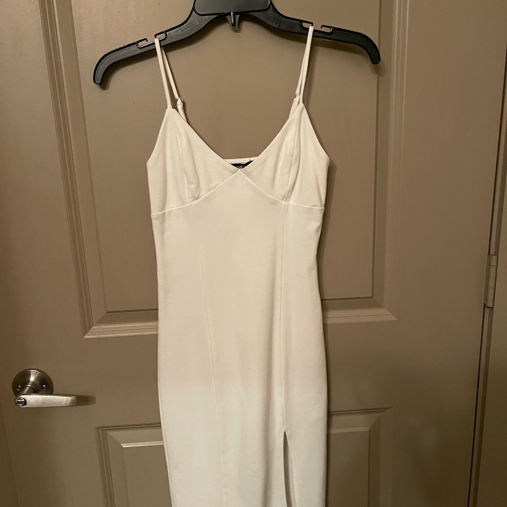 Fitted White Spaghetti Strap Dress
